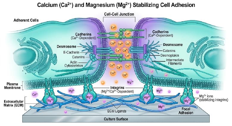 Effect of calcium and magnesium on cell adhesion.