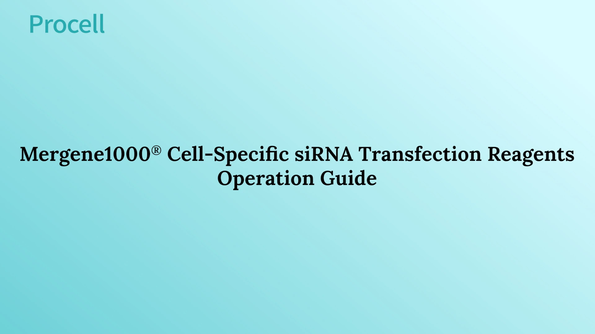 Mergene1000&reg; Cell-Specific siRNA Transfection Reagents Operation Guide - cover
